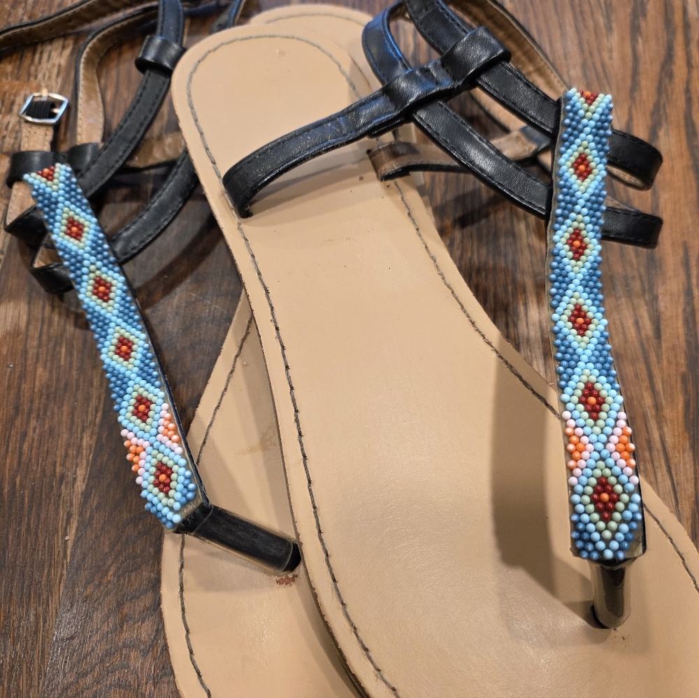 Sandals beaded flats Size 8